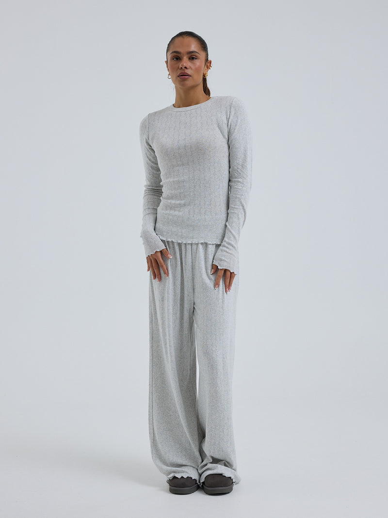 Seamless Basic Jacquard Fiore | Baumwolle L/S T-Shirt Lt grey melange