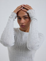 Seamless Basic Jacquard Fiore | Baumwolle L/S T-Shirt Lt grey melange