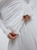 Seamless Basic Jacquard Fiore | Baumwolle L/S T-Shirt Off-White