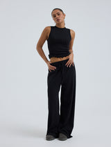 Seamless Basic Jacquard Pants | Baumwolle Pants Black