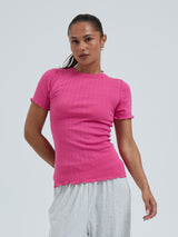 Seamless Basic Jacquard Short Sleeve | Baumwolle S/S T-Shirt Berry Pink
