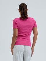 Seamless Basic Jacquard Short Sleeve | Baumwolle S/S T-Shirt Berry Pink