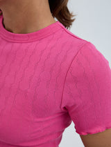 Seamless Basic Jacquard Short Sleeve | Baumwolle S/S T-Shirt Berry Pink