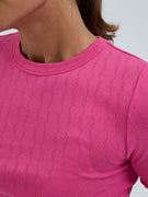 Jacquard Short Sleeve | Baumwolle - Berry Pink