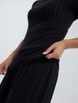 Seamless Basic Jacquard Short Sleeve | Baumwolle S/S T-Shirt Black