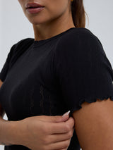 Seamless Basic Jacquard Short Sleeve | Baumwolle S/S T-Shirt Black