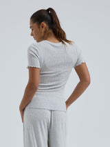 Seamless Basic Jacquard Short Sleeve | Baumwolle S/S T-Shirt Lt grey melange