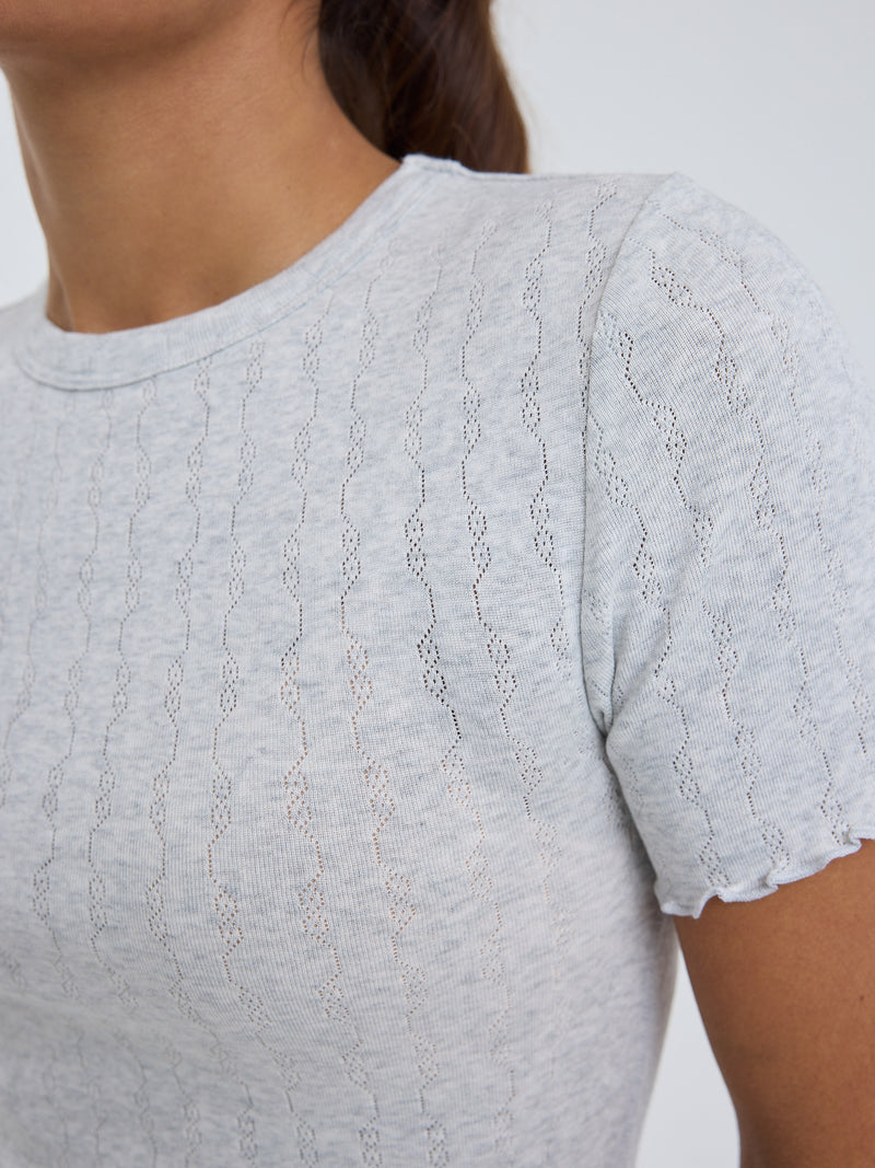 Seamless Basic Jacquard Short Sleeve | Baumwolle S/S T-Shirt Lt grey melange