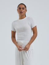 Seamless Basic Jacquard Short Sleeve | Baumwolle S/S T-Shirt Off-White