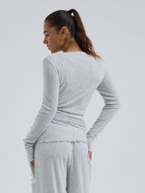 Seamless Basic Jacquard Wrap | Baumwolle Cardigan Lt grey melange