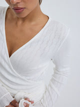 Seamless Basic Jacquard Wrap | Baumwolle Cardigan Off-White