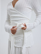 Seamless Basic Jacquard Wrap | Baumwolle Cardigan Off-White