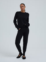Seamless Basic Knitted leggings | Wolle Kaschmir T-shirt Black