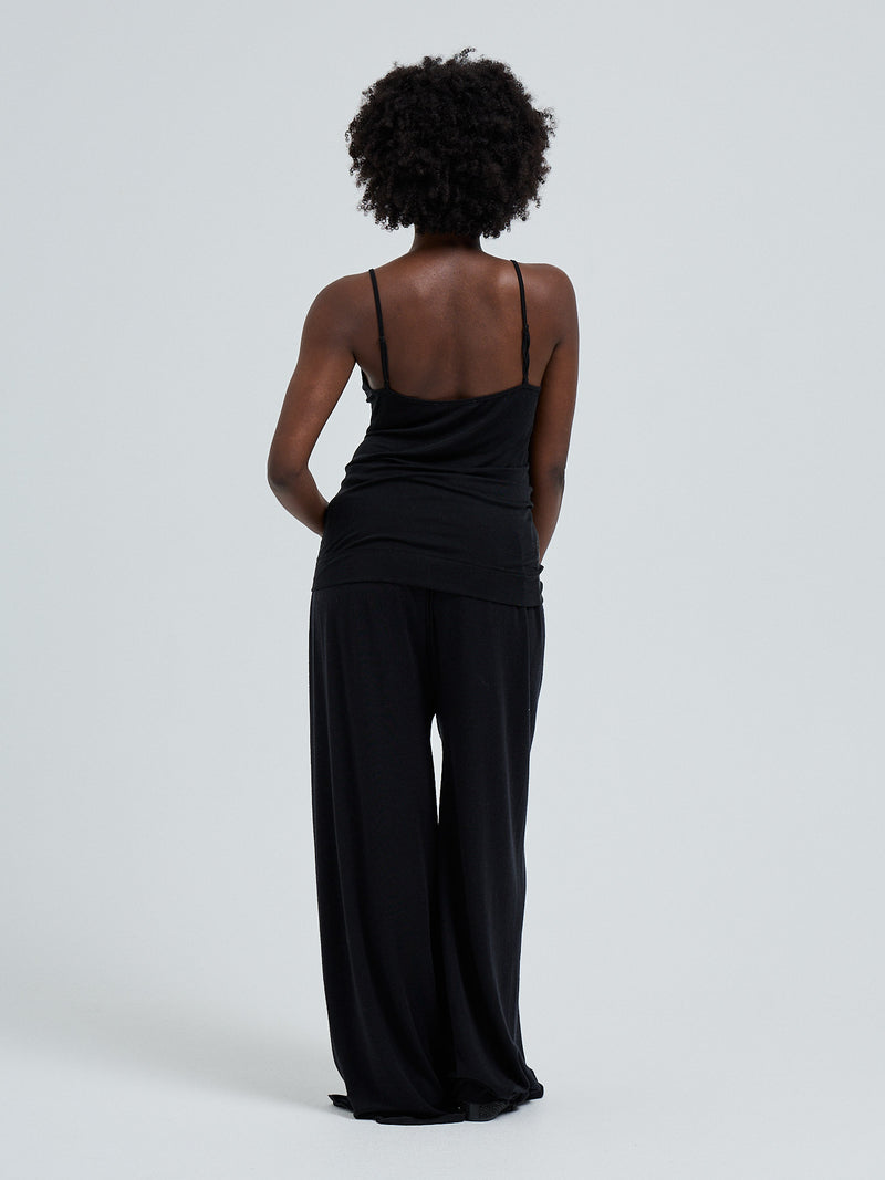 Seamless Basic Lace Silk Cami | Mulberry Seide Cami top Black w. Black