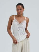 Seamless Basic Lace Silk Cami | Mulberry Seide Cami top Off-White