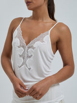 Seamless Basic Lace Silk Cami | Mulberry Seide Cami top Off-White