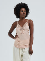 Seamless Basic Lace Silk Cami | Mulberry Seide Cami top Rosie Beige w. Rosie Beige