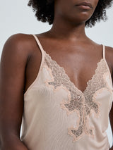 Seamless Basic Lace Silk Cami | Mulberry Seide Cami top Rosie Beige w. Rosie Beige