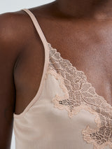 Seamless Basic Lace Silk Cami | Mulberry Seide Cami top Rosie Beige w. Rosie Beige