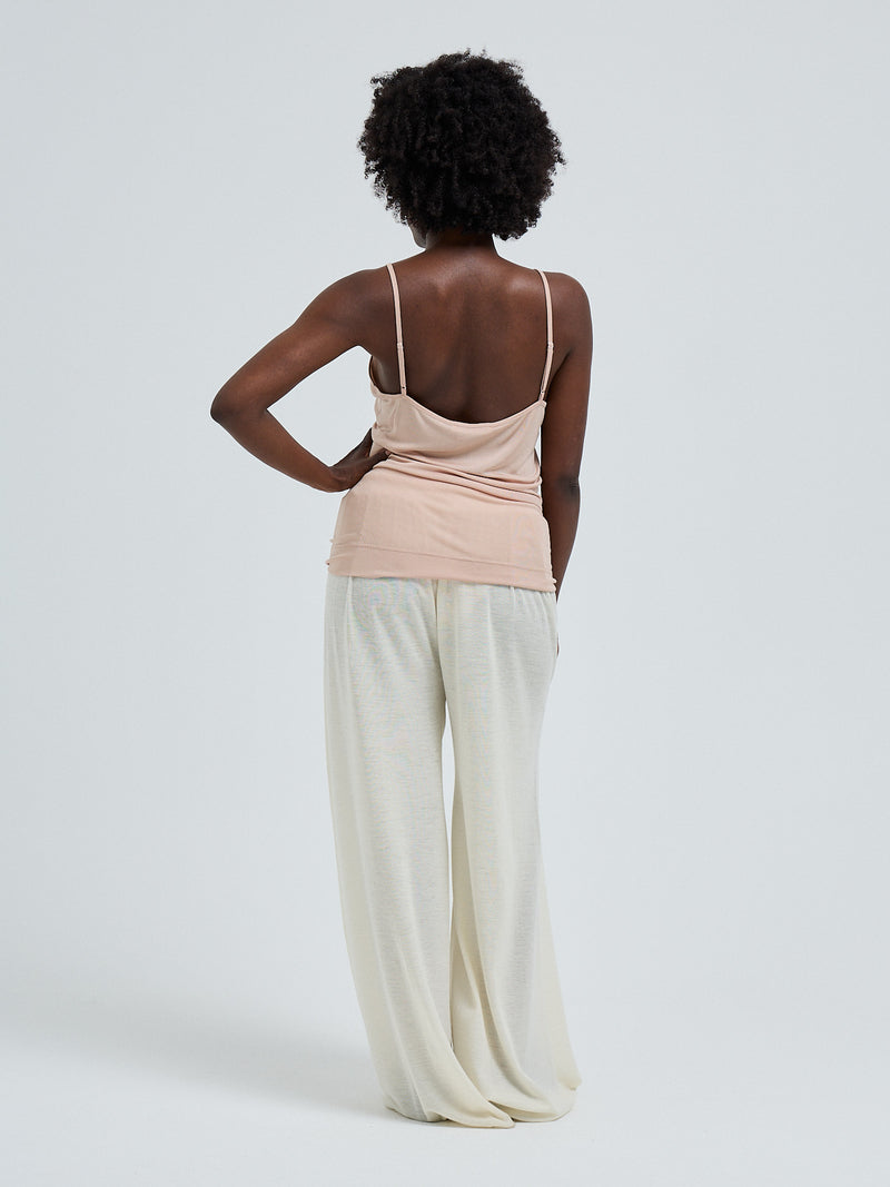 Seamless Basic Lace Silk Cami | Mulberry Seide Cami top Rosie Beige w. Rosie Beige