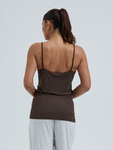 Seamless Basic Lace Silk Cami | Mulberry Seide Cami top Umber Brown