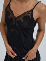 Seamless Basic Lace Silk Cami | Mulberry Seide Cami top Black