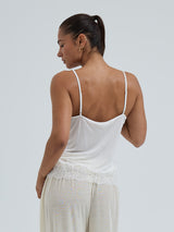 Seamless Basic Lace Silk Cami | Mulberry Seide Cami top Off-White