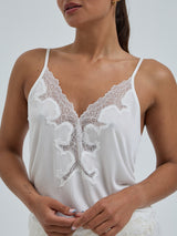 Seamless Basic Lace Silk Cami | Mulberry Seide Cami top Off-White