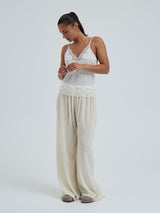 Seamless Basic Lace Silk Cami | Mulberry Seide Cami top Off-White