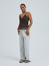 Seamless Basic Lace Silk Cami | Mulberry Seide Cami top Umber Brown