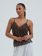 Lace Silk Cami | Mulberry Seide - Umber Brown