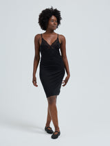 Seamless Basic Lace Silk Slip | Mulberry Seide Slip Dress Black w. Black