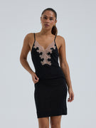 Lace Silk Slip | Mulberry Seide - Black w. Rosie Beige
