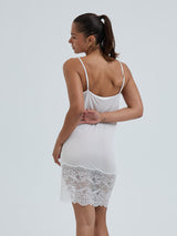 Seamless Basic Lace Silk Slip | Mulberry Seide Slip Dress Off-White