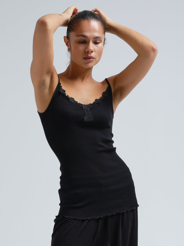 Seamless Basic Lara | Wolle Seide Cami top Black