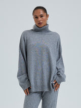 Seamless Basic Roll Neck Jumper | Wolle Kaschmir Roll Neck Ash Melange