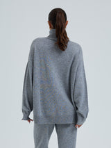 Seamless Basic Roll Neck Jumper | Wolle Kaschmir Roll Neck Ash Melange