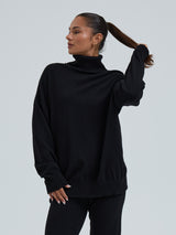 Seamless Basic Roll Neck Jumper | Wolle Kaschmir Roll Neck Black