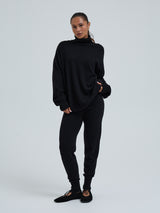 Seamless Basic Roll Neck Jumper | Wolle Kaschmir Roll Neck Black