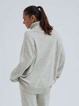 Seamless Basic Roll Neck Jumper | Wolle Kaschmir Roll Neck Ecru Melange