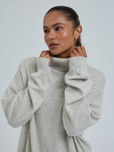 Seamless Basic Roll Neck Jumper | Wolle Kaschmir Roll Neck Ecru Melange
