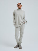 Seamless Basic Roll Neck Jumper | Wolle Kaschmir Roll Neck Ecru Melange
