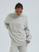 Roll Neck Jumper | Wolle Kaschmir - Ecru Melange