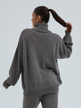 Seamless Basic Roll Neck Jumper | Wolle Kaschmir Roll Neck Heather Mushroom