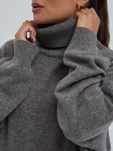 Seamless Basic Roll Neck Jumper | Wolle Kaschmir Roll Neck Heather Mushroom