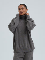 Seamless Basic Roll Neck Jumper | Wolle Kaschmir Roll Neck Heather Mushroom