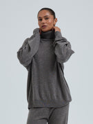 Roll Neck Jumper | Wolle Kaschmir - Heather Mushroom