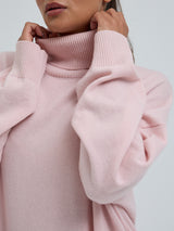 Seamless Basic Roll Neck Jumper | Wolle Kaschmir Roll Neck Powder Pink