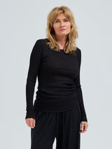 Seamless Basic Silky Alma | Seide L/S T-Shirt Black