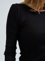 Seamless Basic Silky Alma | Seide L/S T-Shirt Black